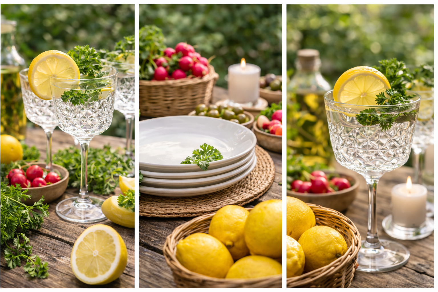 décoration table été chic avec verre et citron